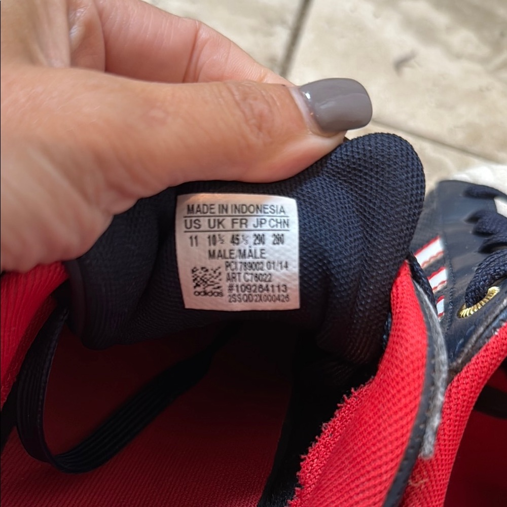 Adidas Black and Red Sneakers with White Stripes - Picture 3 of 6